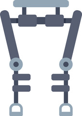 Poster - modern exoskeleton with hydraulic mechanisms is assisting workers in lifting heavy objects, improvin