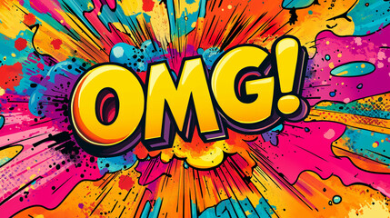 Poster - Colorful comic book style explosion background expressing omg