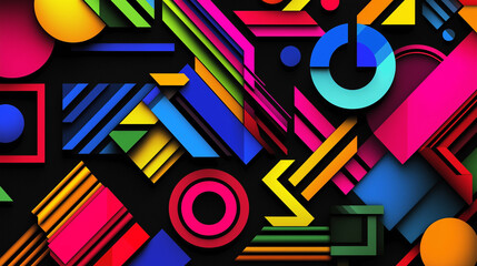 Aufkleber - Colorful abstract geometric shapes background design