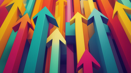 Poster - Colorful arrows pointing up representing growth and success