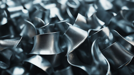 Poster - Abstract metallic shiny chrome wavy shapes forming an organic pattern background
