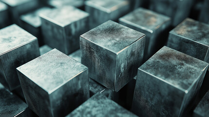 Aufkleber - Abstract metallic cubes forming a textured surface background