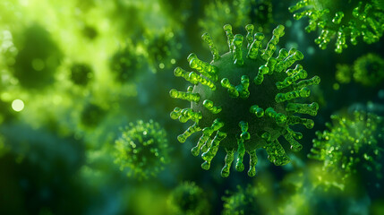 Aufkleber - Microscopic view of a virus cell, possible cause of a disease outbreak