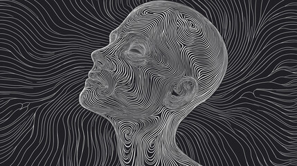 Leinwandbilder - Woman face emerging from wavy lines background