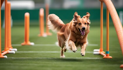 Wall Mural - German Shepherd agility training showcased in competitive events