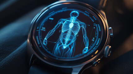 Aufkleber - Smart watch displaying human anatomy showing internal organs and skeleton