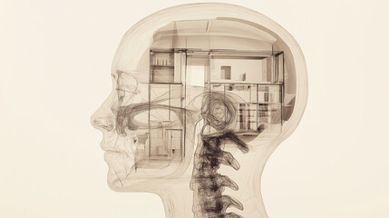 Aufkleber - Architect mind visualizing modern apartment interior design concept
