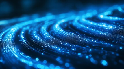 Aufkleber - A captivating blue wave pattern filled with shimmering particles, conveying a sense of depth and movement in a digital space.