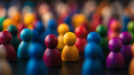 Colorful group of wooden figurines.