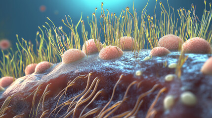 Poster - Microscopic view of cells mutating and growing tentacles in the body