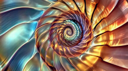 Poster - Metallic spiral forming a colorful tunnel effect