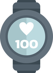 Poster - smart watch showing heart rate monitor displaying one hundred beats per minute in flat style