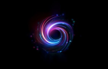 Poster - a swirling, neon-colored light orb on a dark background with blurred lights in the edges.