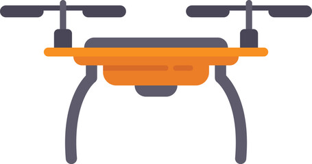 Poster - orange quadcopter drone flying and recording, with its camera located under its body