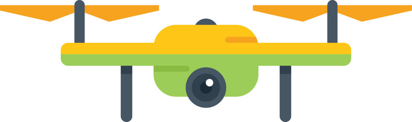 Poster - yellow and green drone hovering with its camera ready to film