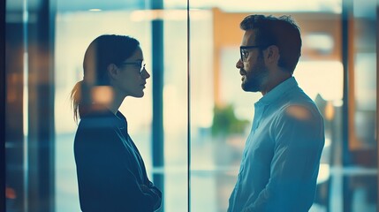 Sticker - Portrait of Two Professionals in Modern Office Setting