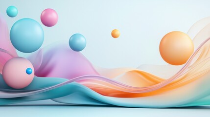 Poster - Abstract Colorful Waves with Floating Spheres