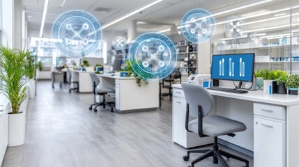 Poster - Modern Laboratory Interior with Digital Elements