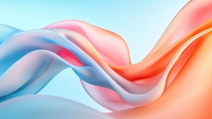 Poster - Soft Waves of Colorful Fluid Art in Pastel Tones