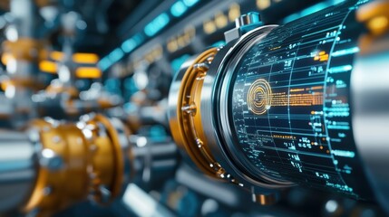 Poster - Futuristic Machine Interface with Vibrant Digital Display