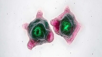 Poster - Colorful Microscopic Cells with Filaments and Glow