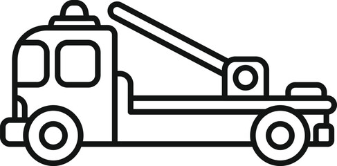 Poster - Simple line art icon of a tow truck towing a car using a hydraulic crane
