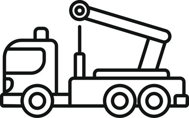 Poster - telescopic truck crane extending its arm, depicted as a black and white line drawing