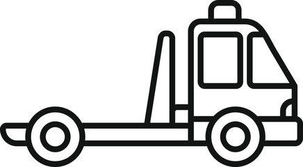 Poster - simple line icon of a tow truck for transporting broken cars to a service station