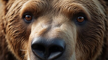 Wall Mural - Close-up portrait of a brown bear. Amazing scene of wild animals