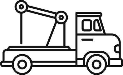 Poster - Simple line icon representing a tow truck ready for action, perfect for projects related to roadside assistance