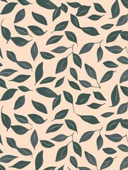 Canvas Print - Green leaves on peach