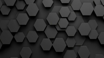 Wall Mural - Modern texture design with sleek, repeating hexagons in black and grey for striking visual appeal.