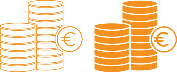 Poster - euro coins stack symbol. outline coins stack icon vector illustration.
