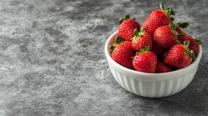 Poster - Fresh ripe delicious strawberries in a white bowl
