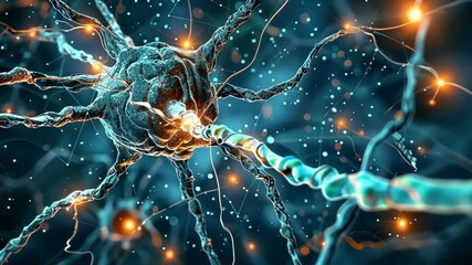 Poster - complex network of neurons firing and connecting in the brain, illustrating concepts such as neural 