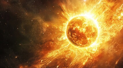 Wall Mural - a burning star in space