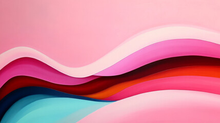 Canvas Print - Abstract colorful wavy design with pink, red, blue, and orange.