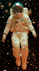 Wall Mural - An astronaut floats in space, surrounded by swirling cosmic dust.