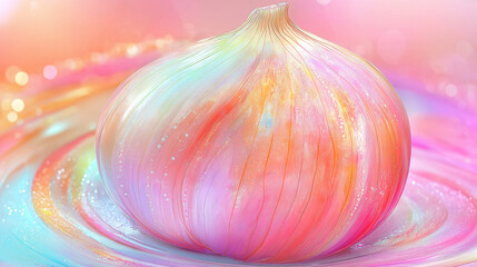 Aufkleber - Abstract onion shape with swirling pastel colors background