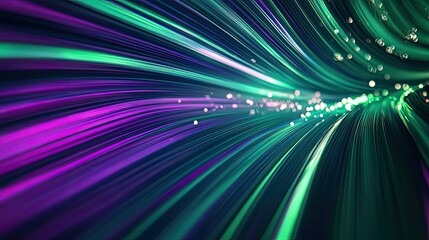 Poster - Green and violet streaks moving dynamically, symbolizing the speed and accuracy of Julia programming in data-driven projects