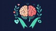 © Theeranan - Heart and brain icons with a green ribbon, representing psychological care and mental health awareness for World Mental Health Day
