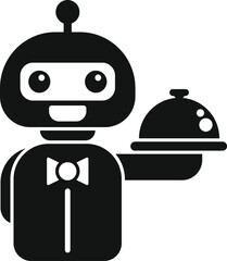 Poster - This simple vector icon of a robot waiter holding a covered tray is perfect for developers and designers working on projects related to robotics. Artificial intelligence. Or the food service industry