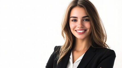 Confident Young Woman Smiling in Professional Attire