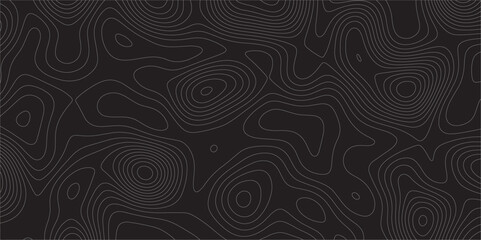 Poster - Abstract white on black background Topographic line map pattern. Contour elevation topographic and textured Background Modern design with black background with topographic wavy patted.	