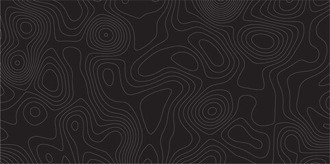 Poster - Abstract white on black background Topographic line map pattern. Contour elevation topographic and textured Background Modern design with black background with topographic wavy patted.	