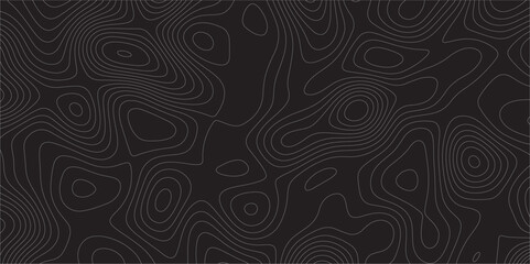 Poster - Abstract white on black background Topographic line map pattern. Contour elevation topographic and textured Background Modern design with black background with topographic wavy patted.	