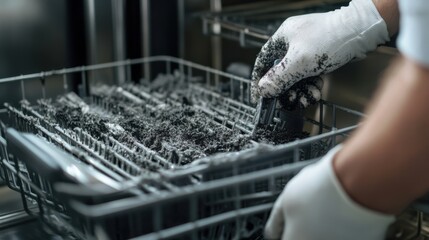 A professional cleaning mold from the inside of a dishwasher, explaining how mold can form