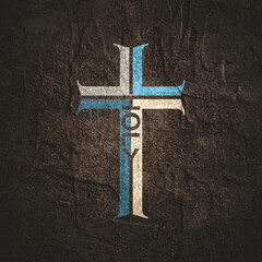 Holy word in the shape of a cross. Christian, religious and church typography concept. Design with christian icon holy.