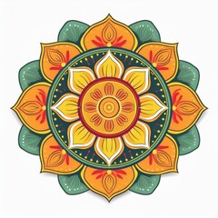 Mandala art design also called rangoli, decorative elements on white background