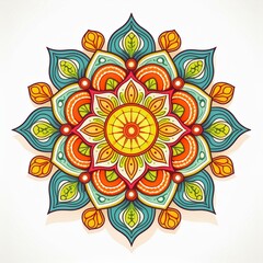 Mandala art design also called rangoli, decorative elements on white background